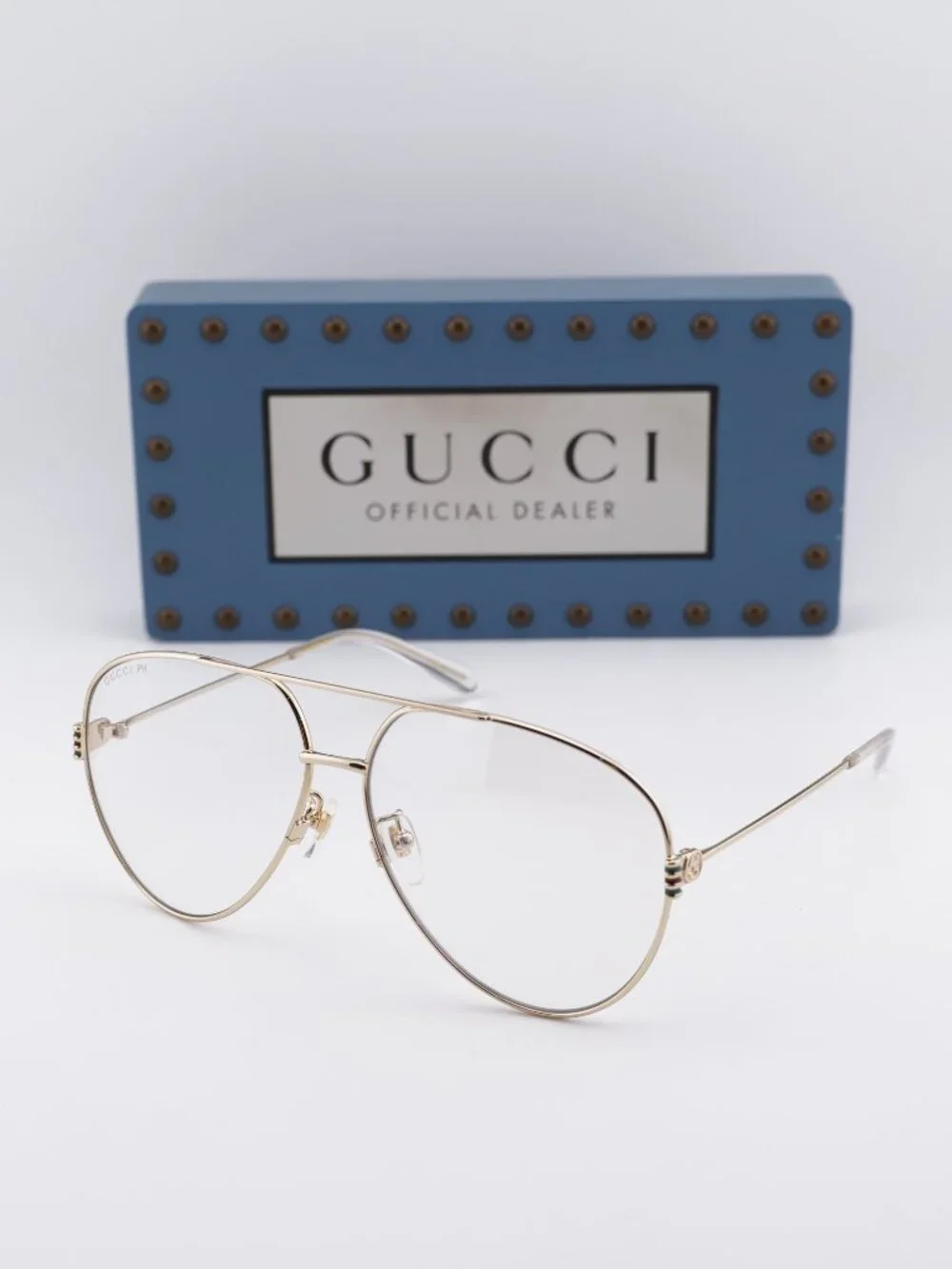 Gucci GG1280S 001 Aviator Sunglasses - Gold/Transparent/Photochromic
